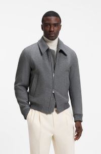 Relaxed-fit jacket in a patterned wool blend, Grey