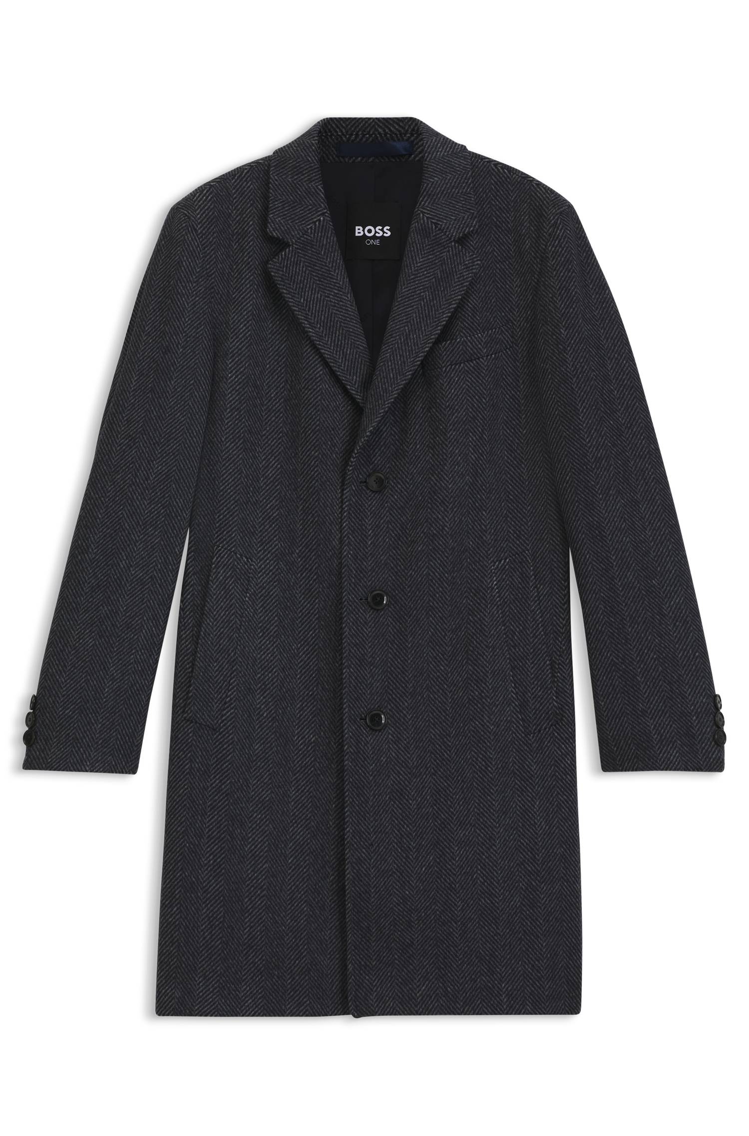 Boss Regular-fit coat in herringbone wool with cashmere kappor & rockar – bild 4
