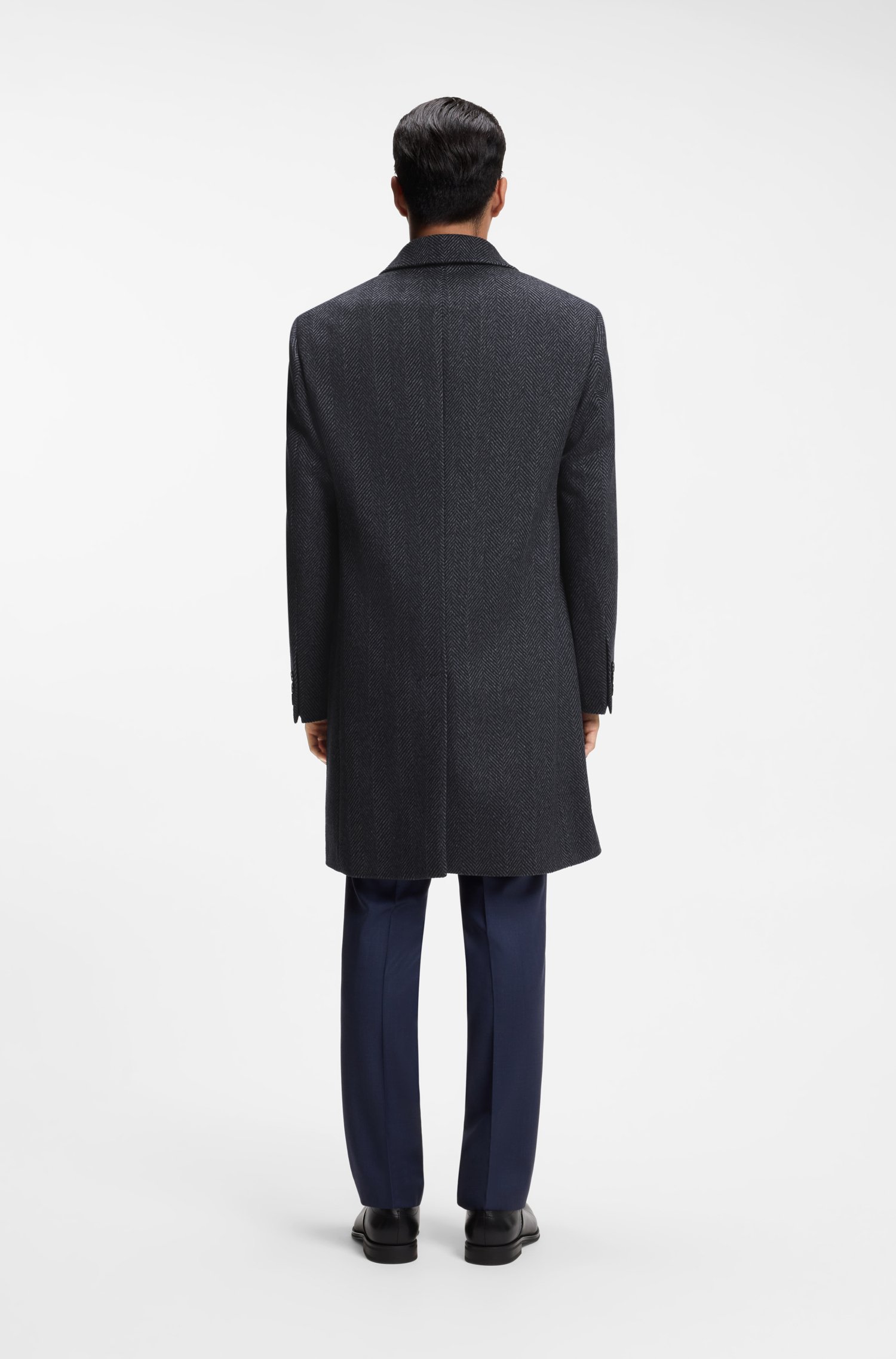 Boss Regular-fit coat in herringbone wool with cashmere kappor & rockar – bild 3