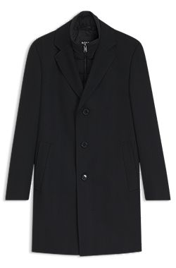 Slim-fit coat in a water-repellent wool blend