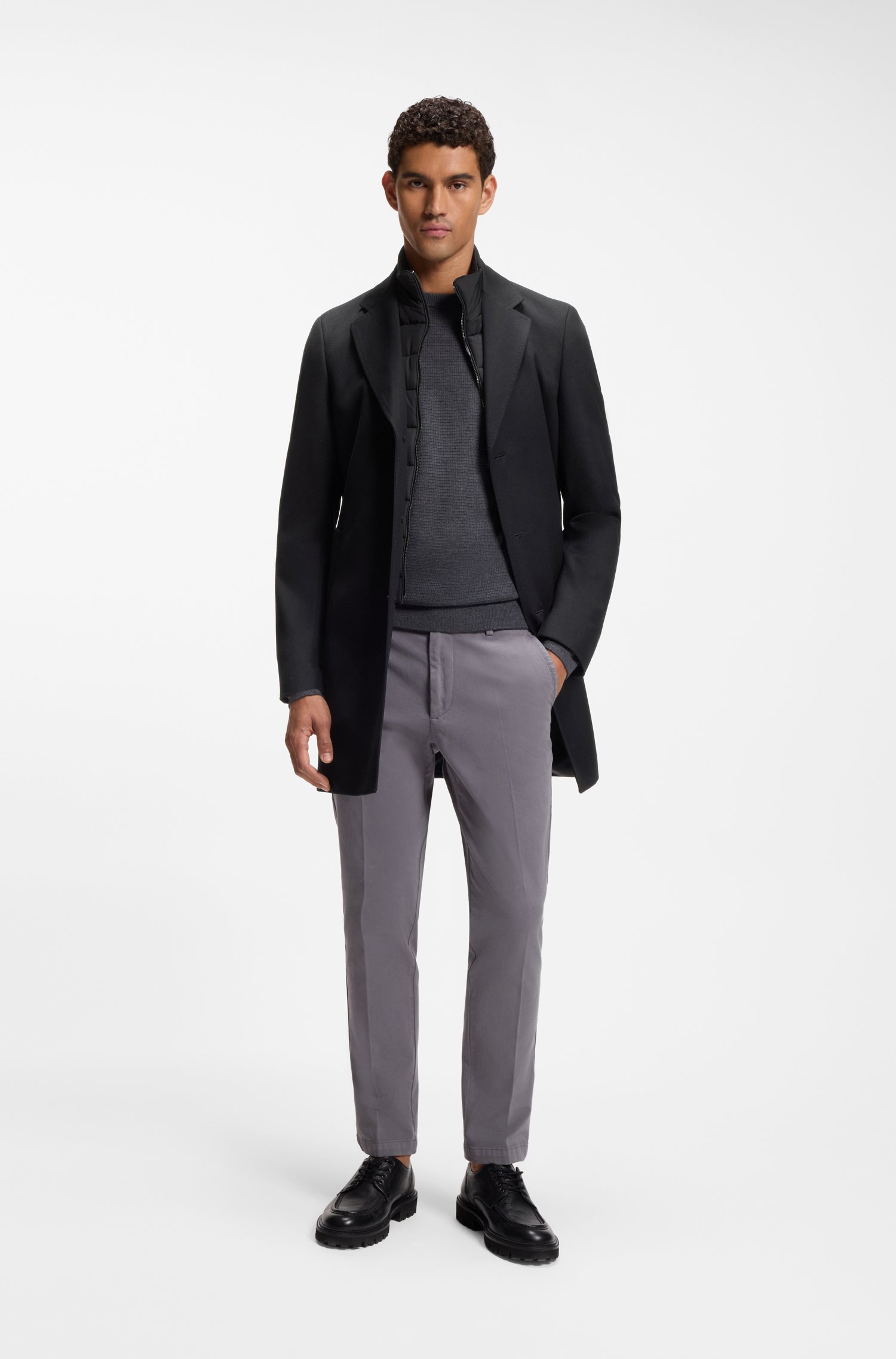 Boss Slim-fit coat in a water-repellent wool blend kappor & rockar herr – bild 2