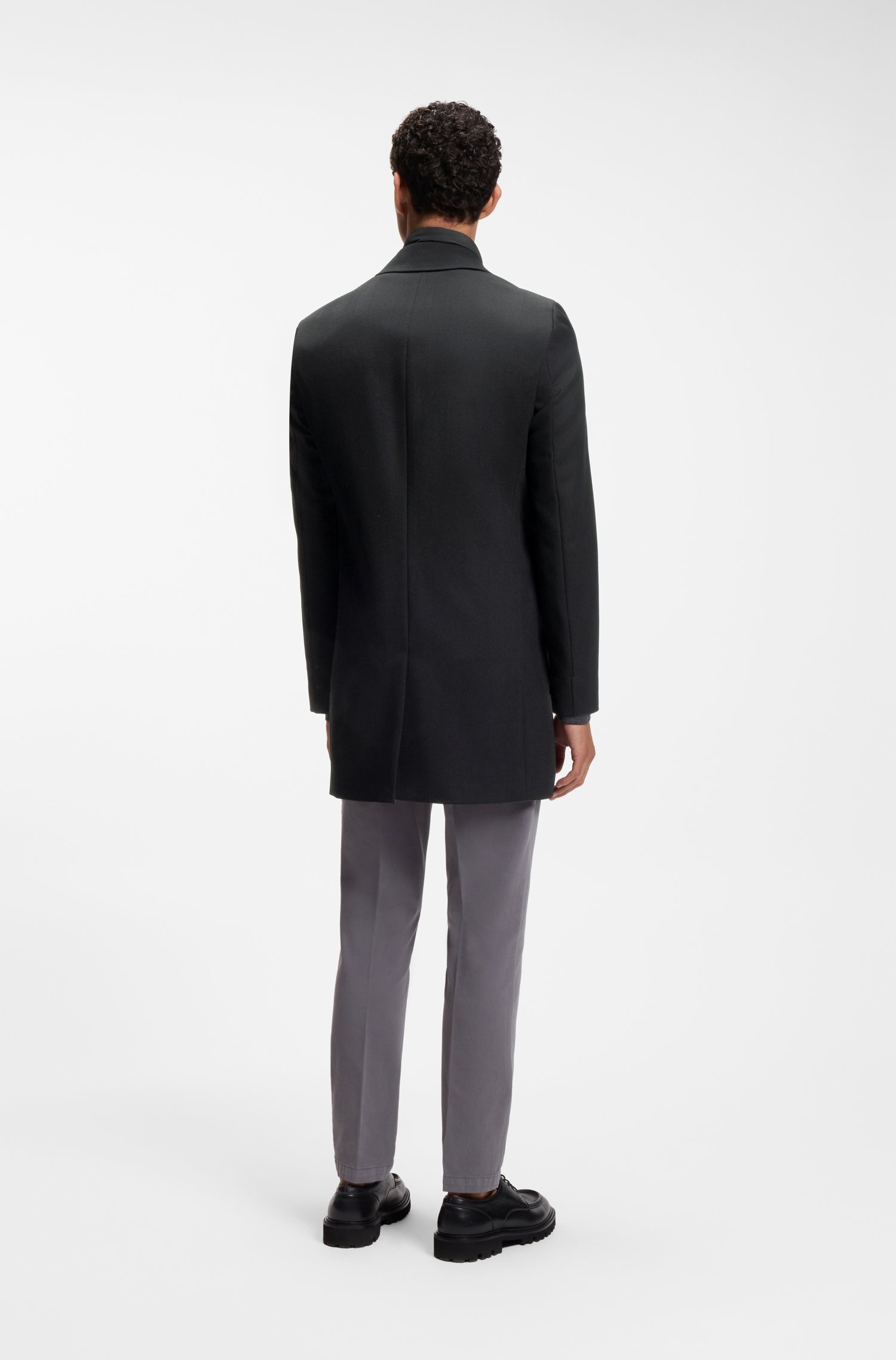 Boss Slim-fit coat in a water-repellent wool blend kappor & rockar herr – bild 3
