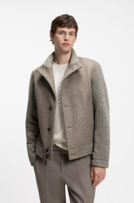 Manteau à motif en jersey italien de laine vierge mélangée