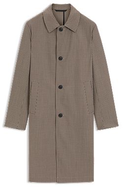 Relaxed-fit water-repellent coat in houndstooth virgin wool