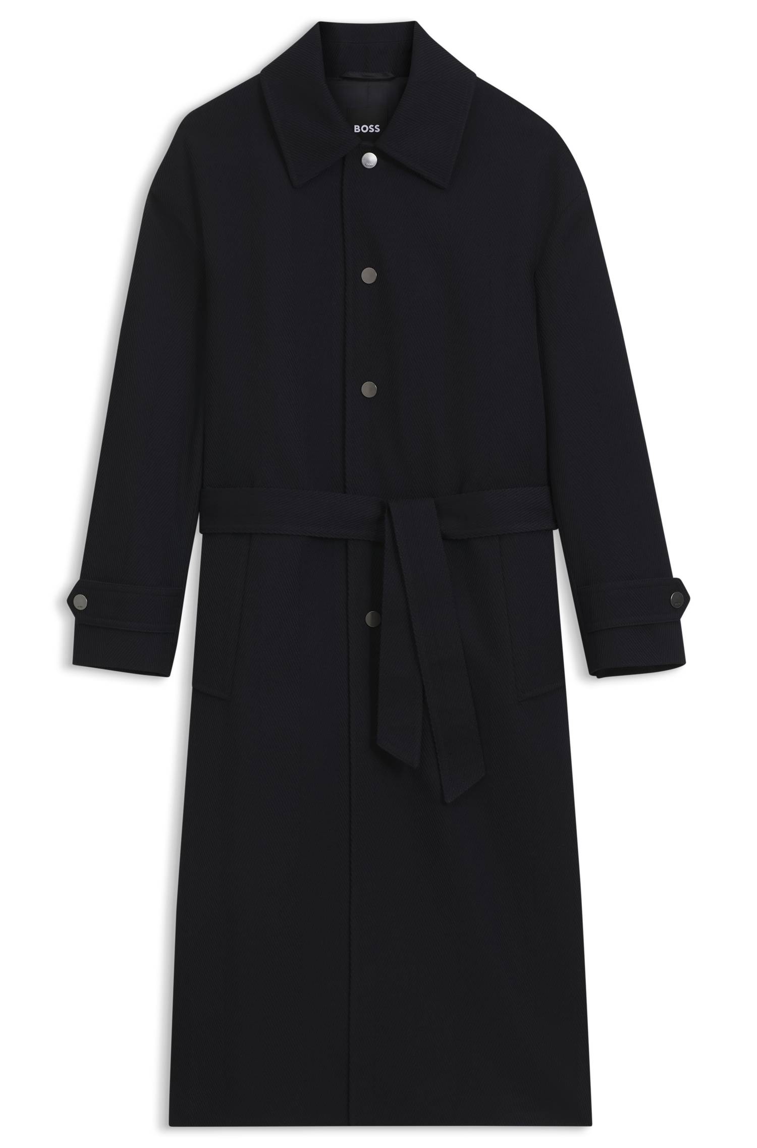 Boss Relaxed-fit coat in herringbone virgin wool kappor & rockar – bild 4