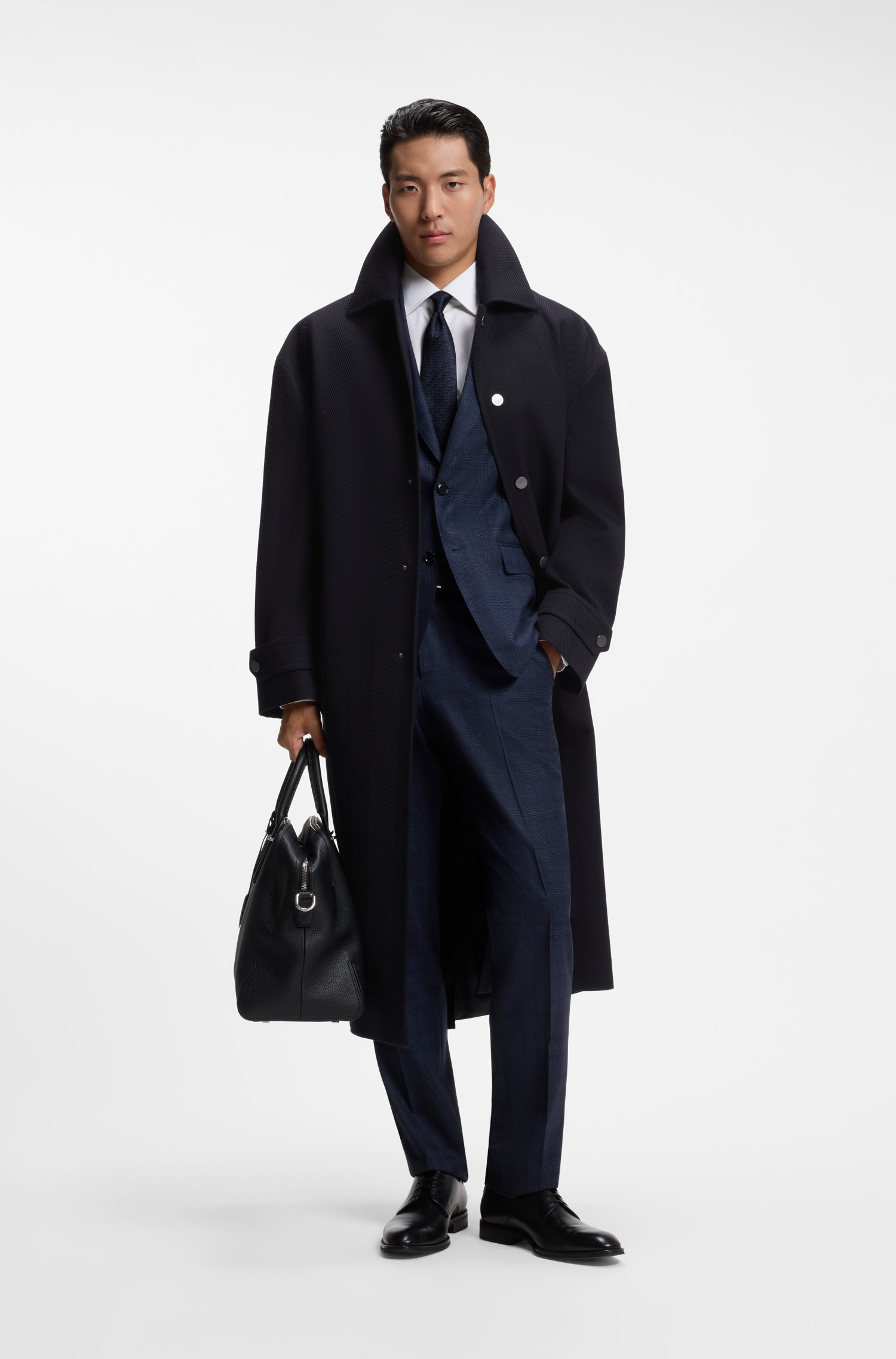 Boss Relaxed-fit coat in herringbone virgin wool kappor & rockar – bild 2