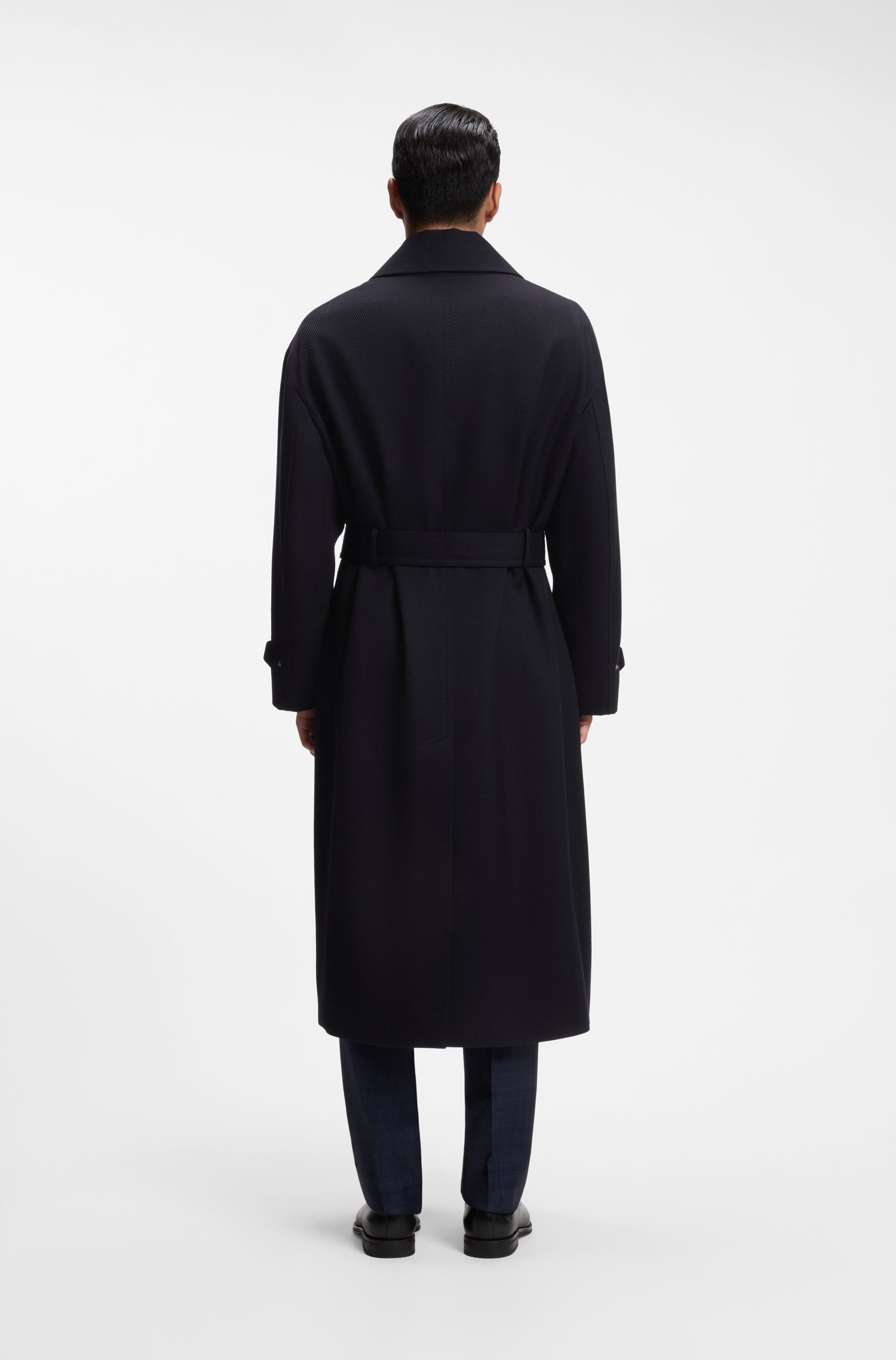 Boss Relaxed-fit coat in herringbone virgin wool kappor & rockar – bild 3