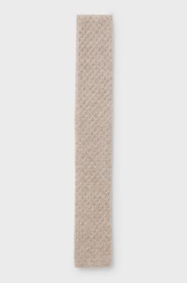 Italian-made knitted tie in pure cashmere, Beige
