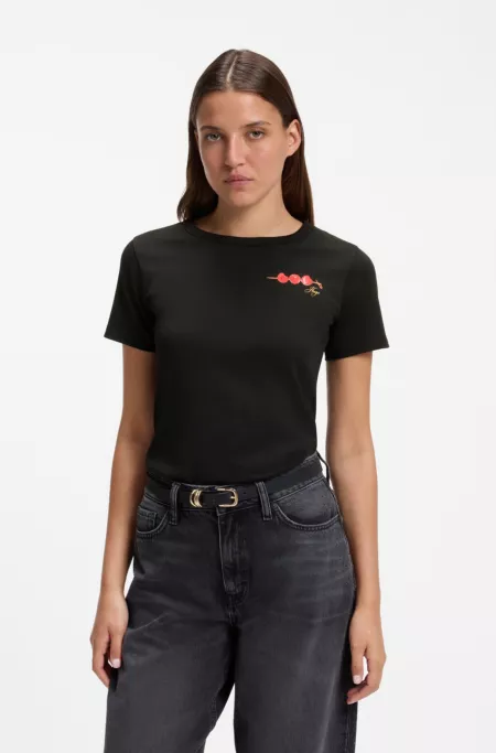 Cotton-jersey T-shirt with logo artwork