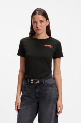 Cotton-jersey T-shirt with logo artwork