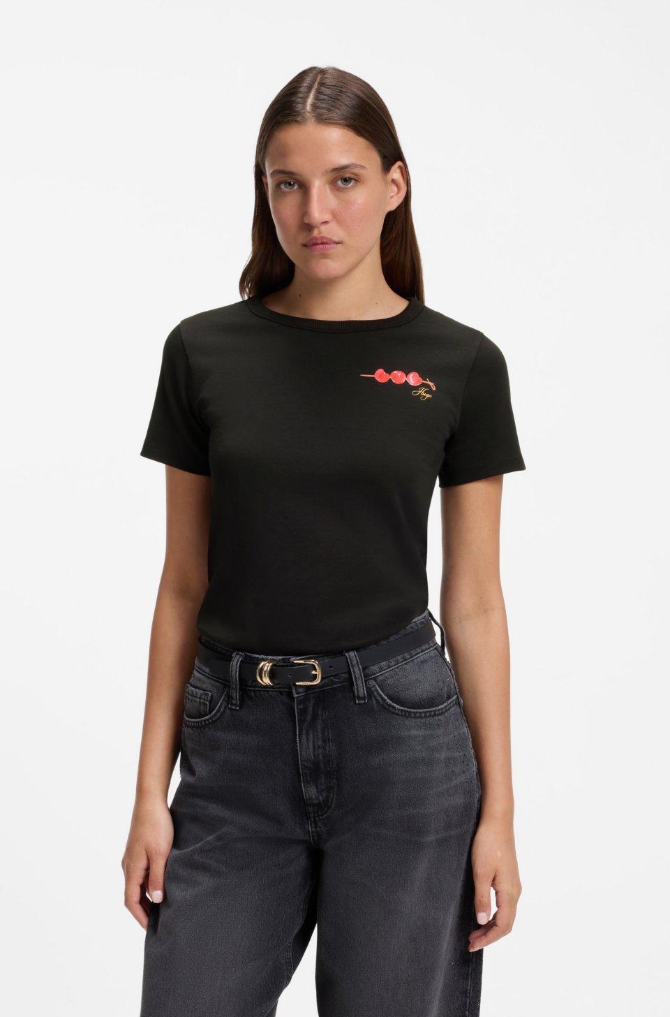 Cotton-jersey T-shirt with logo artwork