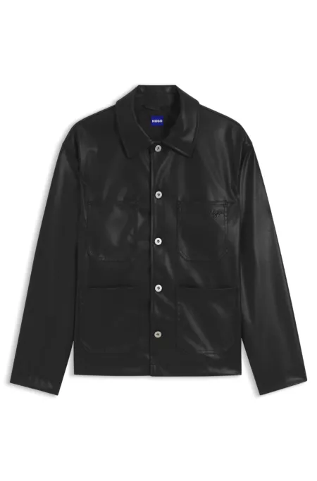 Veste en peluche avec dos en tissu lisse et logo en contour