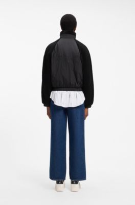 Faux-leather chore jacket with front pockets, Black