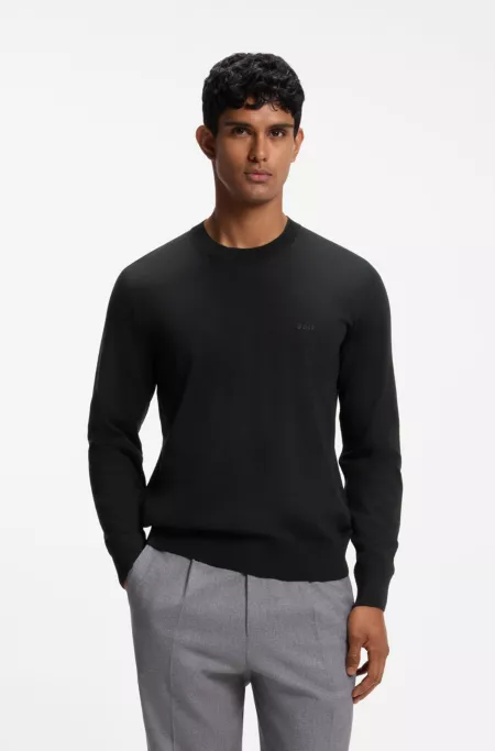 Merino-wool sweater with logo embroidery