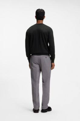 Merino-wool sweater with logo embroidery, Black