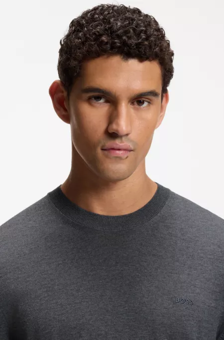 Merino-wool sweater with logo embroidery