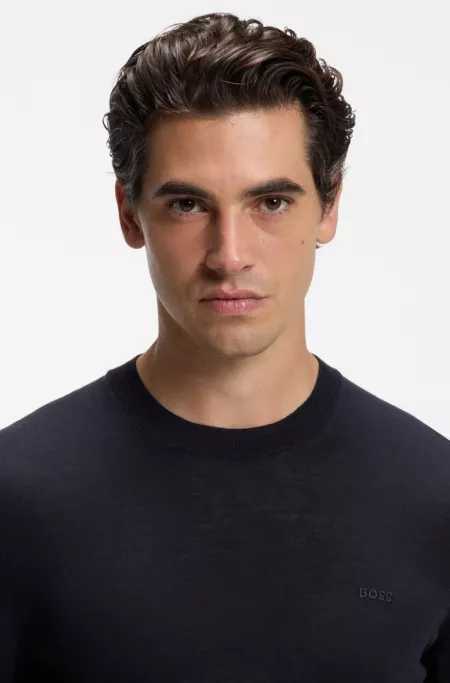 Merino-wool sweater with logo embroidery