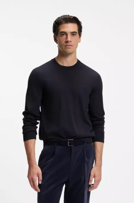 Merino-wool sweater with logo embroidery