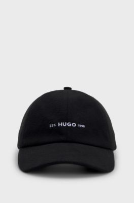 Shallow-fit cap in brushed flannel with embroidered logo, Black