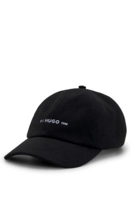 Shallow-fit cap in brushed flannel with embroidered logo, Black