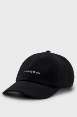 Shallow-fit cap in brushed flannel with embroidered logo, Black
