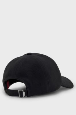 Shallow-fit cap in brushed flannel with embroidered logo, Black