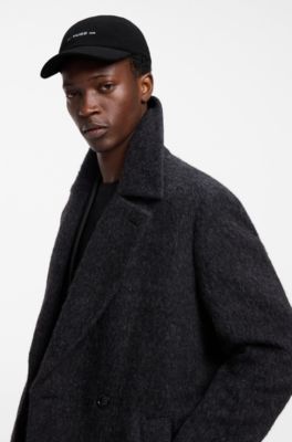 Shallow-fit cap in brushed flannel with embroidered logo, Black