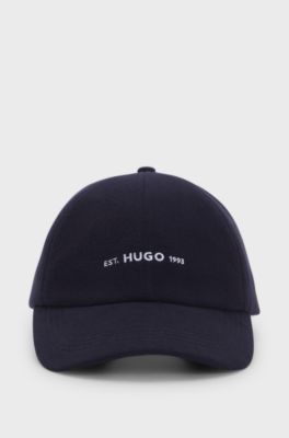 Shallow-fit cap in brushed flannel with embroidered logo, Dark Blue