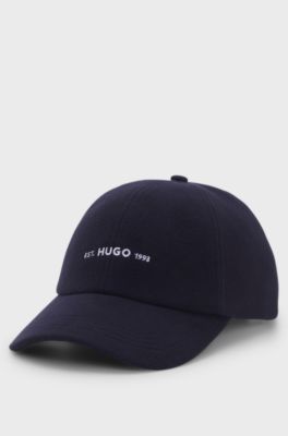 Shallow-fit cap in brushed flannel with embroidered logo, Dark Blue