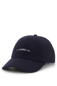 Shallow-fit cap in brushed flannel with embroidered logo, Dark Blue