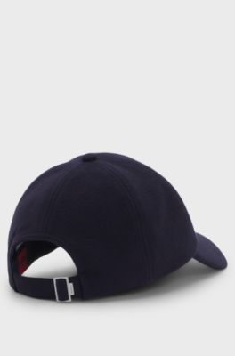 Shallow-fit cap in brushed flannel with embroidered logo, Dark Blue