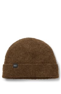 BOSS BY BECKHAM beanie hat in wool and cashmere, Dark Brown