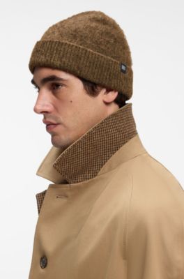 BOSS BY BECKHAM beanie hat in wool and cashmere, Dark Brown