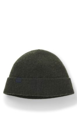 BOSS BY BECKHAM beanie hat in wool and cashmere, Dark Green