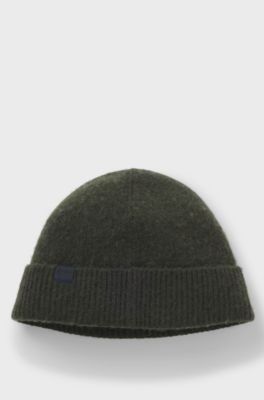 BOSS BY BECKHAM beanie hat in wool and cashmere, Dark Green