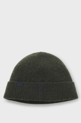 BOSS BY BECKHAM beanie hat in wool and cashmere, Dark Green