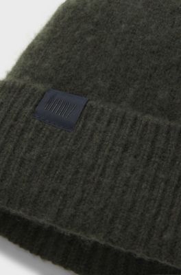 BOSS BY BECKHAM beanie hat in wool and cashmere, Dark Green