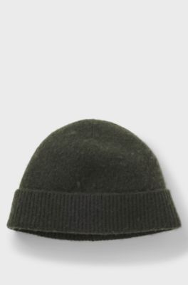 BOSS BY BECKHAM beanie hat in wool and cashmere, Dark Green