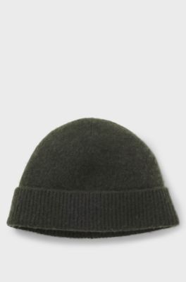 BOSS BY BECKHAM beanie hat in wool and cashmere, Dark Green