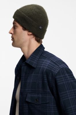 BOSS BY BECKHAM beanie hat in wool and cashmere, Dark Green
