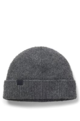 BOSS BY BECKHAM beanie hat in wool and cashmere, Dark Blue