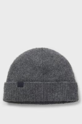 BOSS BY BECKHAM beanie hat in wool and cashmere, Dark Blue