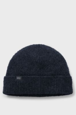 BOSS BY BECKHAM beanie hat in wool and cashmere, Dark Blue