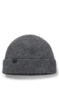 BOSS BY BECKHAM beanie hat in wool and cashmere, Dark Blue