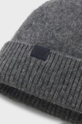 BOSS BY BECKHAM beanie hat in wool and cashmere, Dark Blue