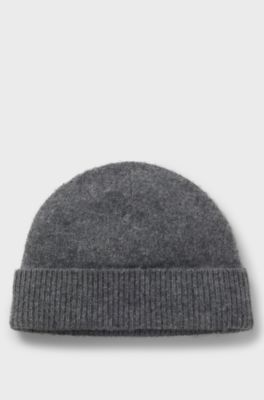 BOSS BY BECKHAM beanie hat in wool and cashmere, Dark Blue