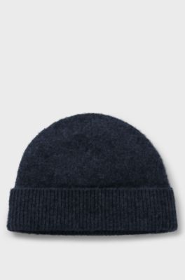 BOSS BY BECKHAM beanie hat in wool and cashmere, Dark Blue