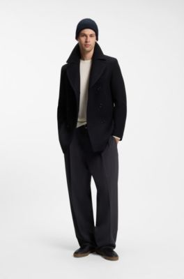 BOSS BY BECKHAM beanie hat in wool and cashmere, Dark Blue