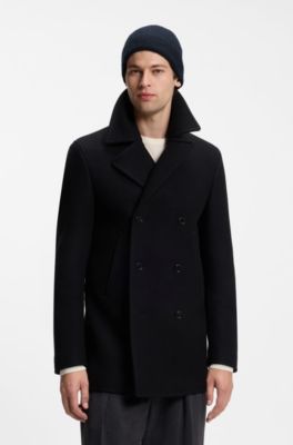BOSS BY BECKHAM beanie hat in wool and cashmere, Dark Blue