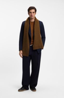 BOSS BY BECKHAM scarf in virgin wool and cashmere, Brown